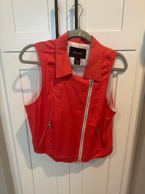 Karen Kane Linen Coral-Red Zip Vest